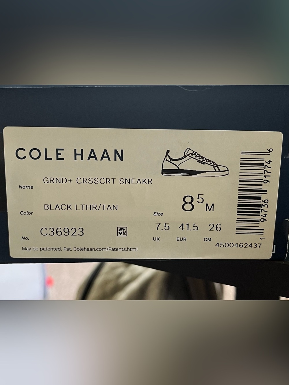 Cole Haan Black Grand Crosscourt Leather Low-Top Sneakers mens 8.5 - Picture 9 of 9